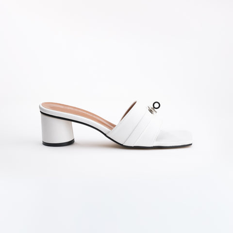 Block Heel Square Toe Slide Sandal