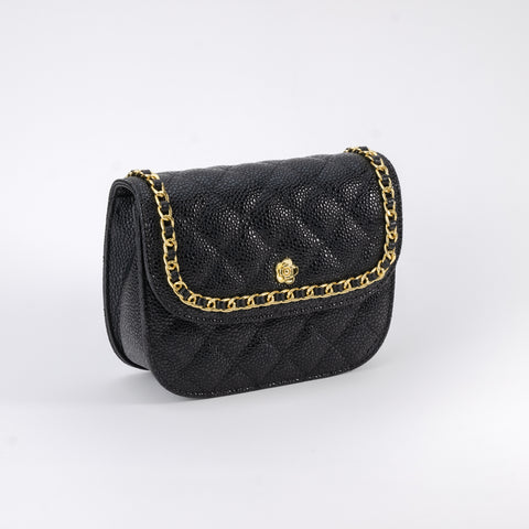 Quilted Lizard Skin Crossbody Bag