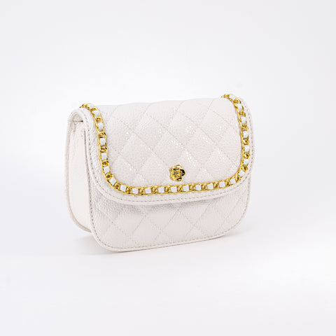 Quilted Lizard Skin Crossbody Bag