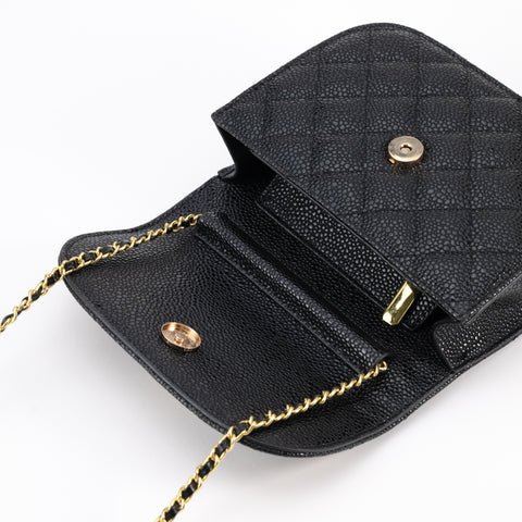 Quilted Lizard Skin Crossbody Bag