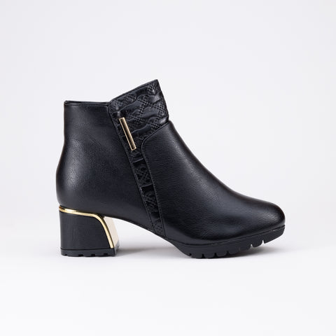 Leather Block Heel Bootie