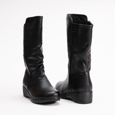 Mid Calf Leather Boot